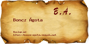 Boncz Ágota névjegykártya