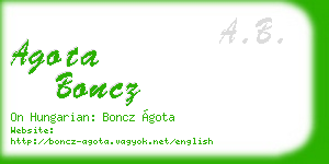 agota boncz business card